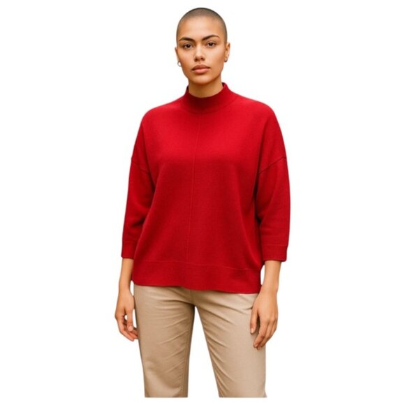 Animale Sweaters - Animale Medium Red Mock Neck Merino Wool Sweater